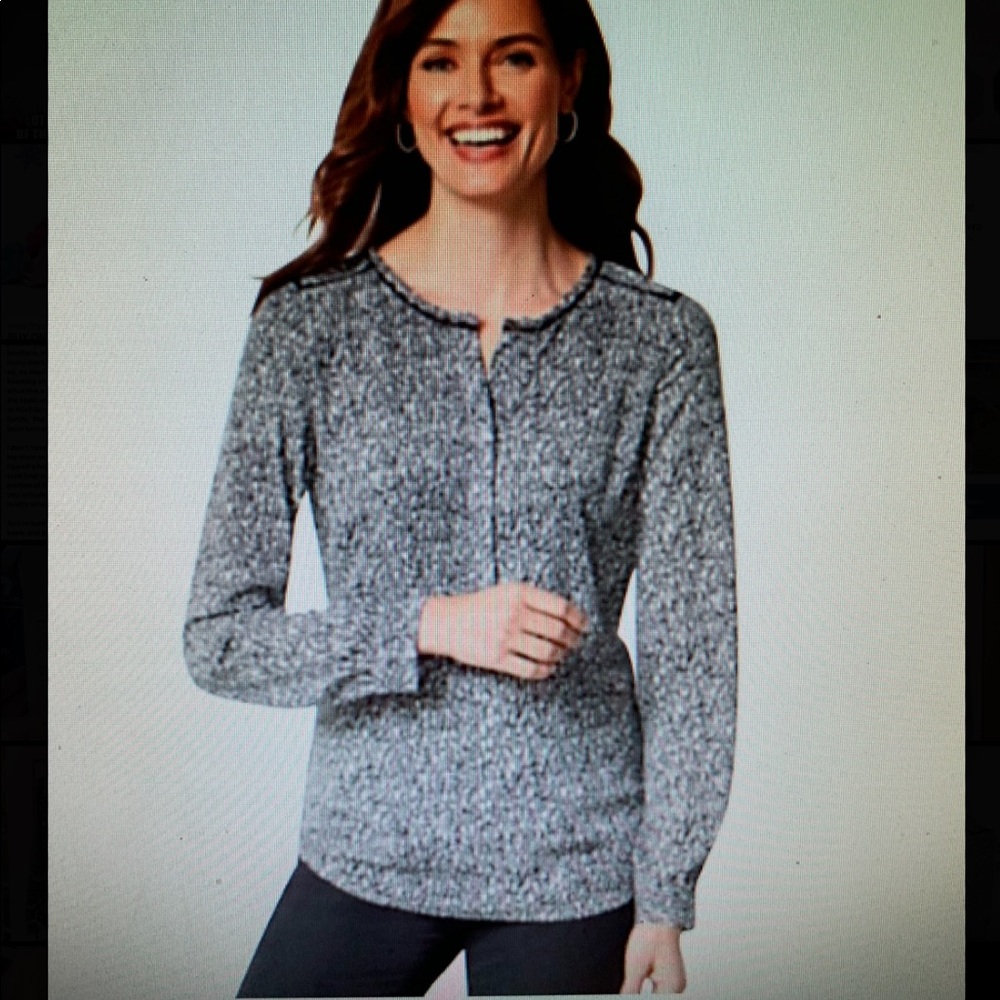 TALBOTS BLACK AND GRAY BLOUSE MARBLE PRINT SIZE MEDIUM NWT!